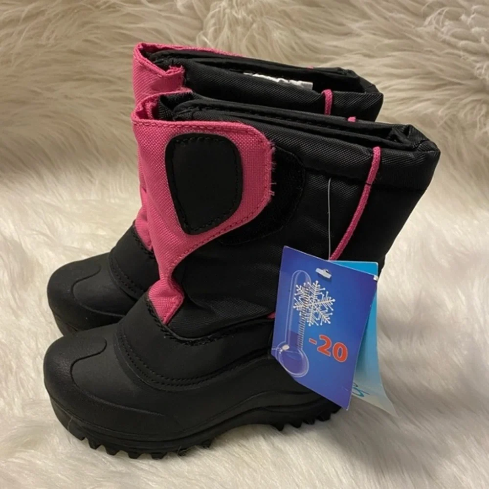 Cold Front Tech Wear Snow Boots‎ Girls Size 9 Winter Pull On Pink Black